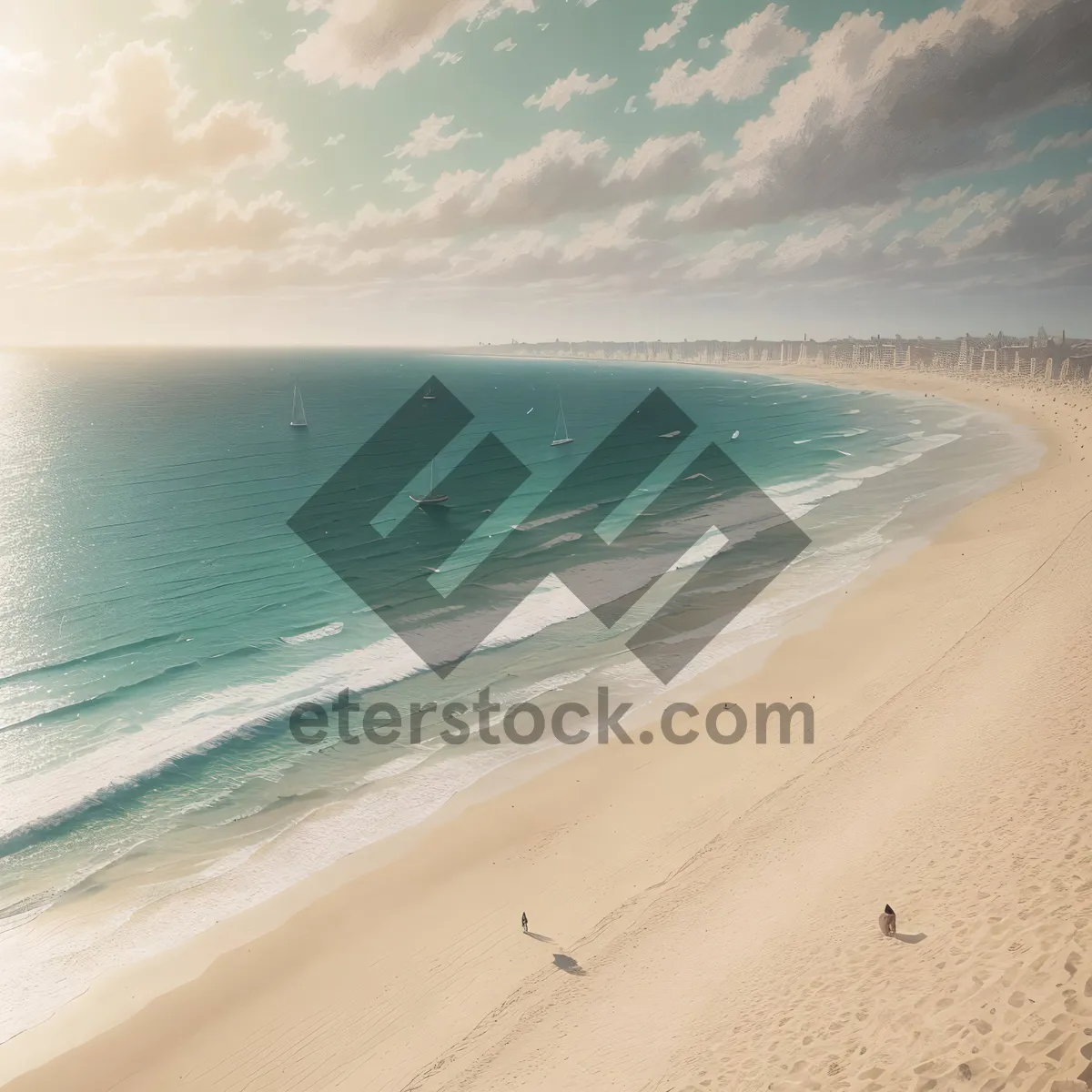 Picture of Tranquil turquoise lagoon beach landscape with sunny skies