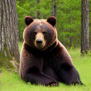 Majestic Brown Bear: Wild Mammal in Zoo