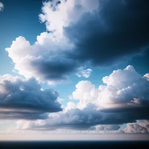 Serene Summer Skies: A Fluffy Cloudscape Under Clear Sunlight