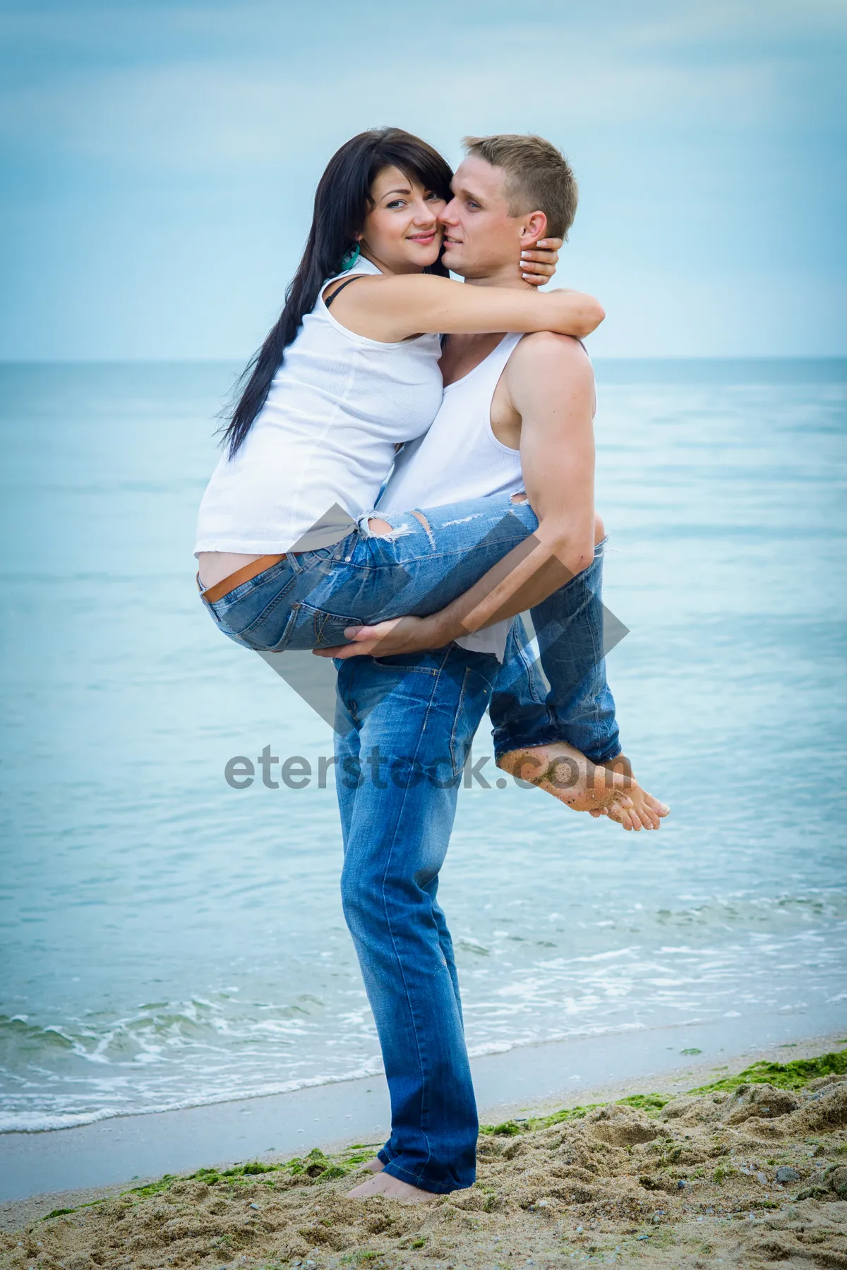 Picture of Attractive person enjoying summer beach vacation under sun