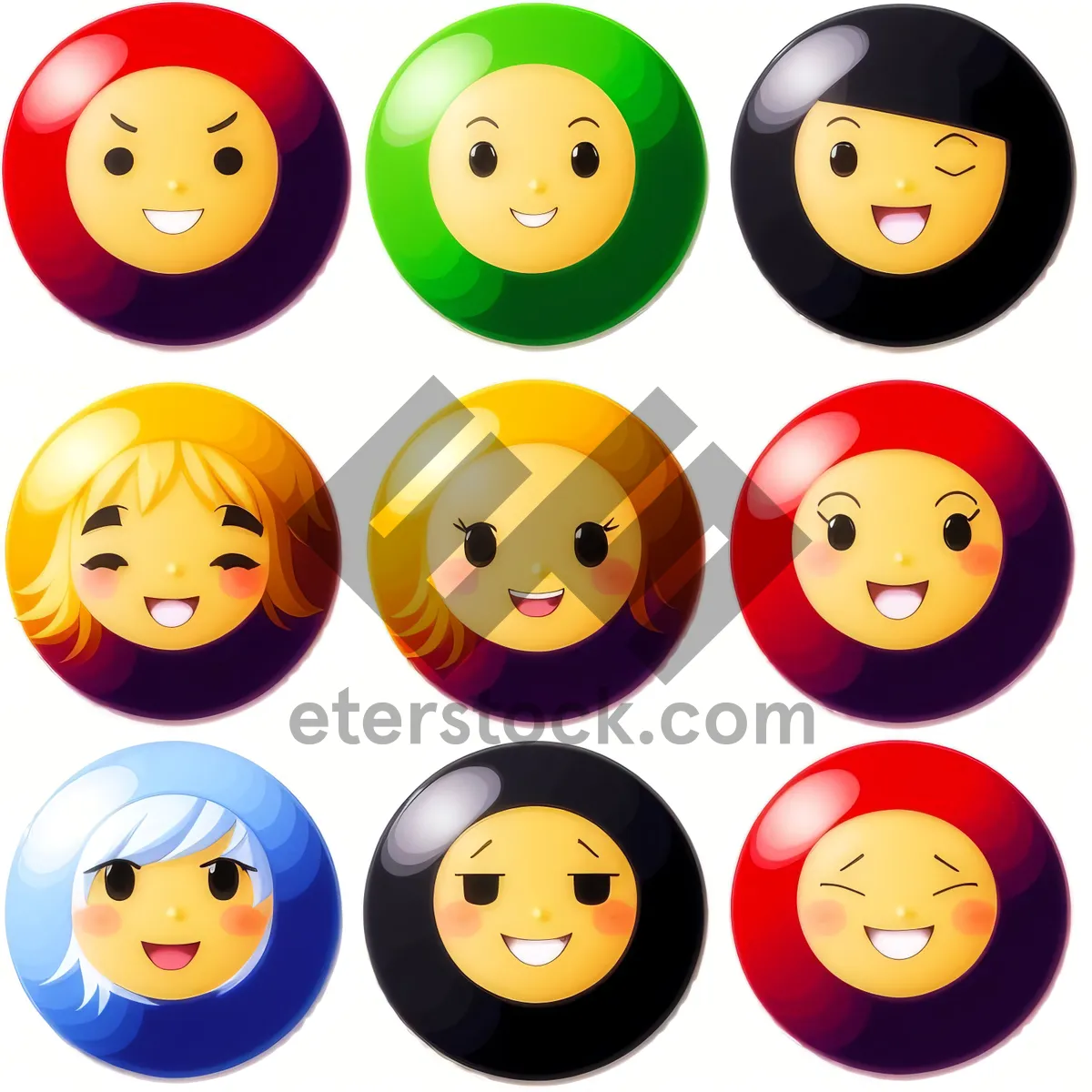 Picture of Fun Cartoon Forum Icon Set with Happy Child Character