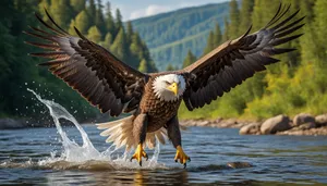 Bald Eagle in Flight with Outstretched Wings