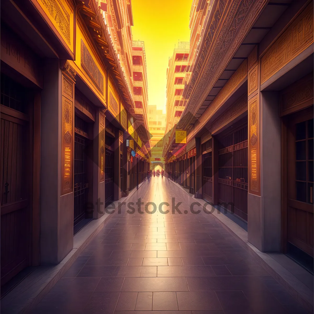 Picture of Urban Underground Passage: City Corridor with Architectural Columns