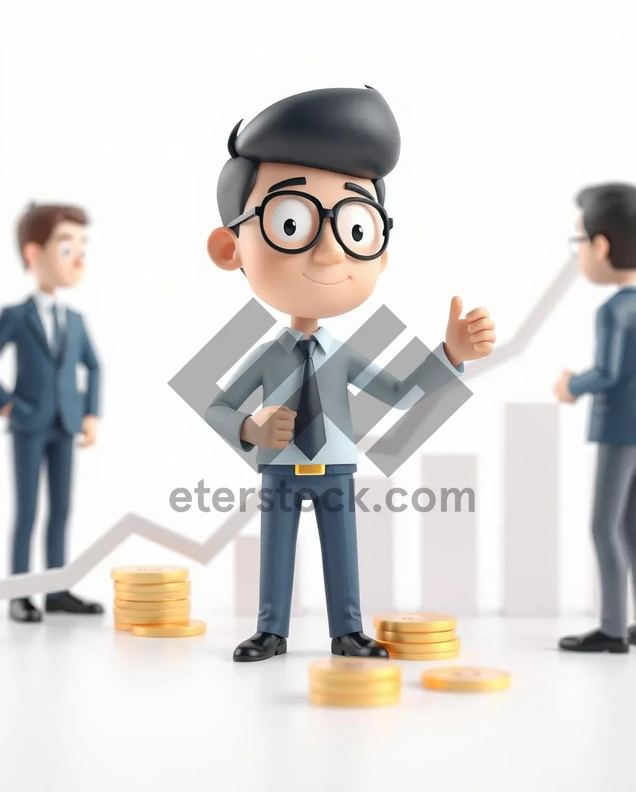 Picture of Successful Businessmen Group Represented By Cartoon Characters