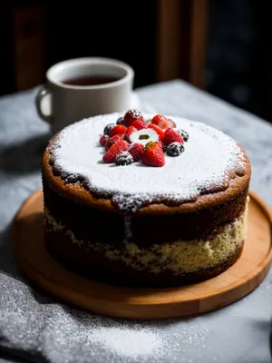 Decadent Berry Cream Cake with Coffee