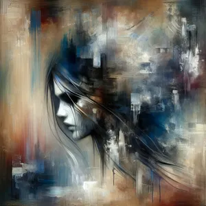 Abstract Young Woman In Paint Strokes