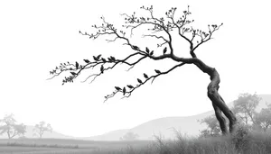 Winter Sky Silhouette Tree Branches Amidst Season