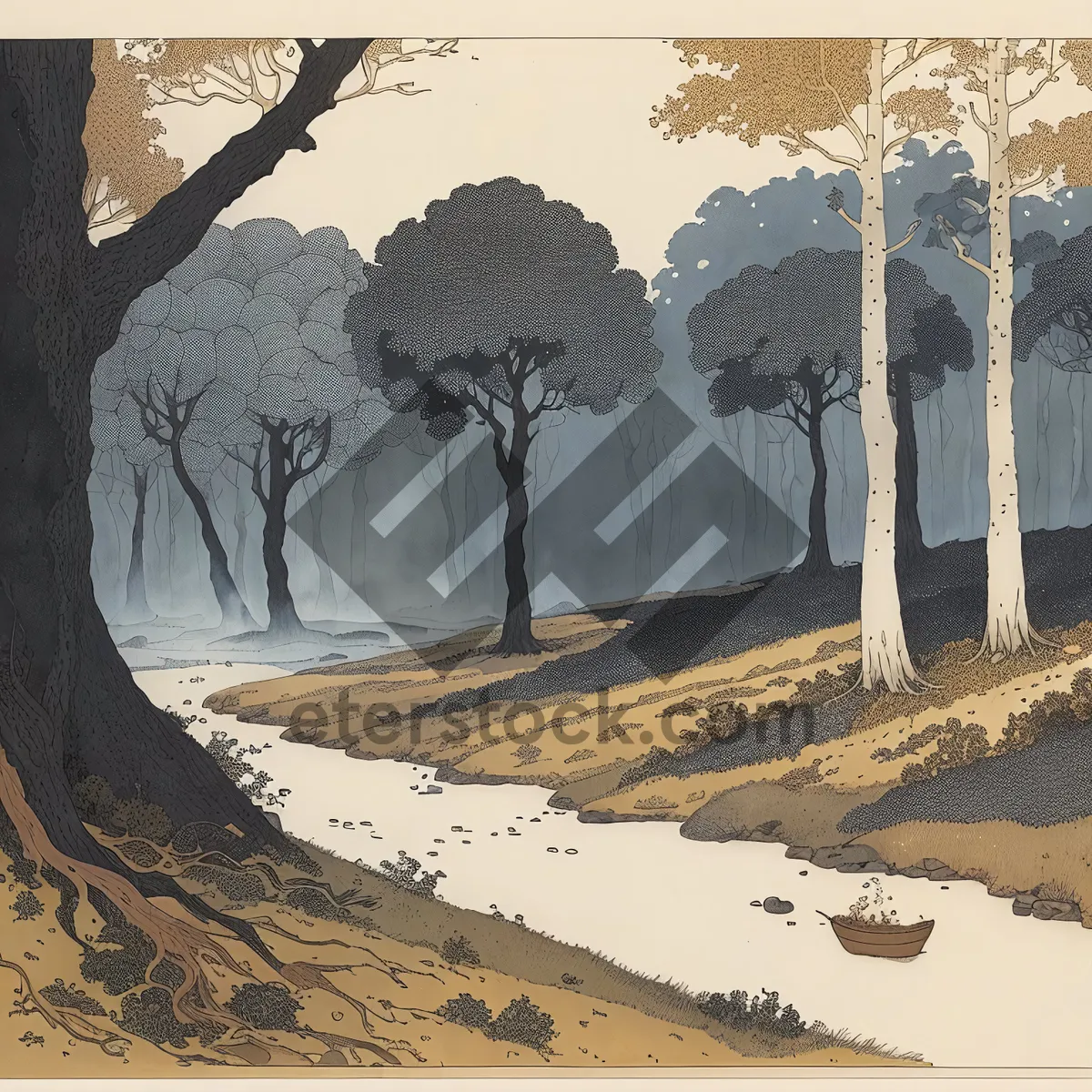 Picture of Winter Wonderland: Snowy Landscape with Grungy Tree