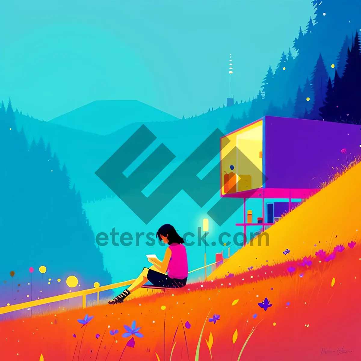 Picture of Scenic Ski Slope with Sunlit Landscape