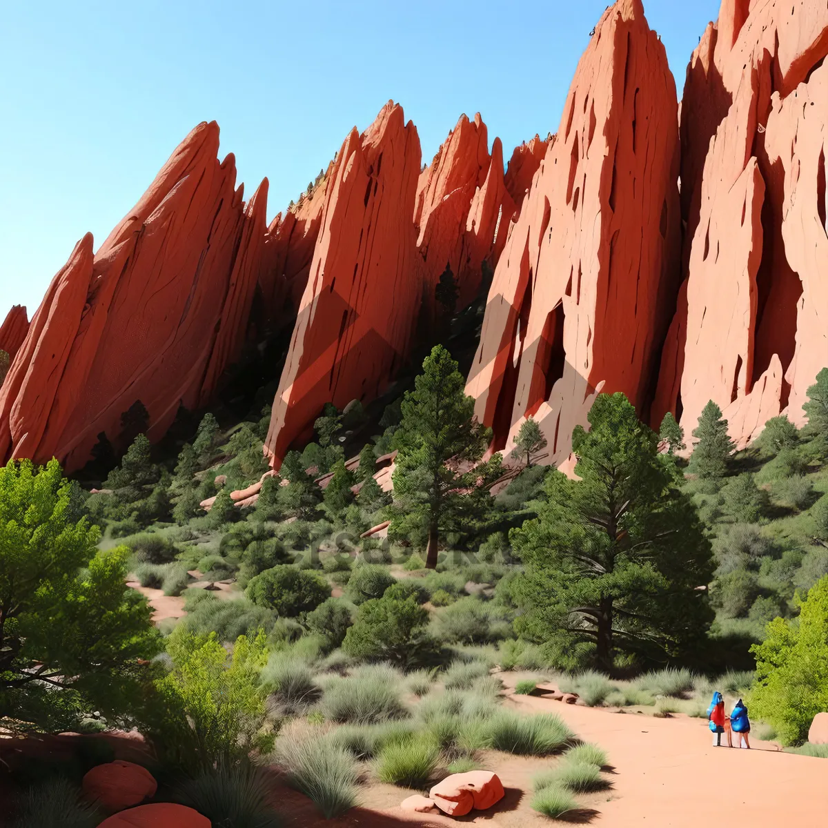 Picture of Vibrant Coral Tree amidst Majestic Canyon Landscape