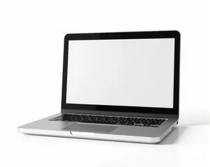 Modern wireless laptop computer in black office setting