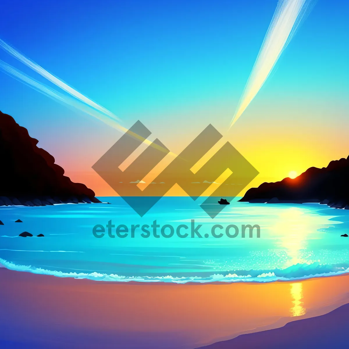 Picture of Serene Coastal Sunset Over Turquoise Waters