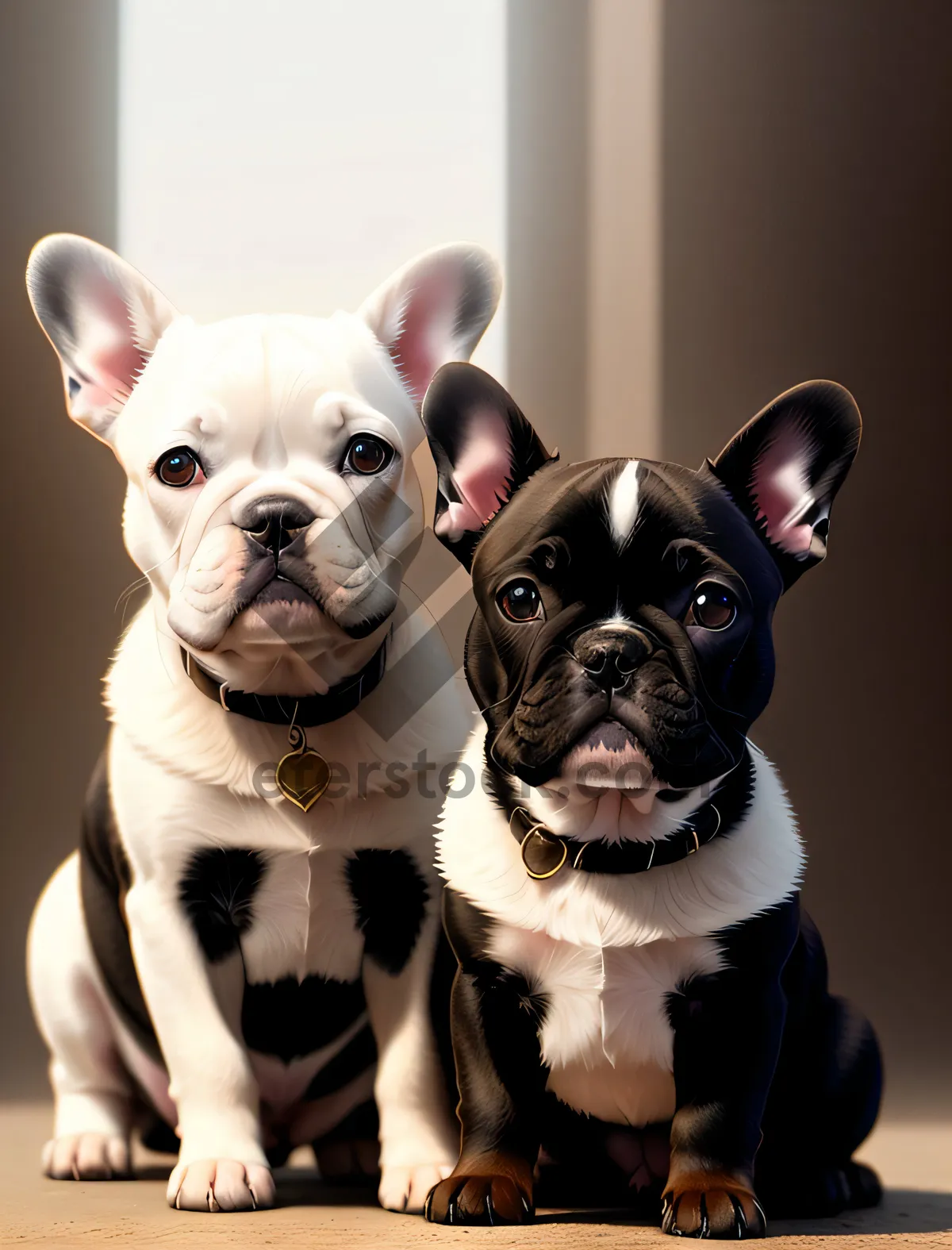 Picture of In a captivating studio portrait, an adorable bulldog puppy with charming wrinkles steals the spotlight