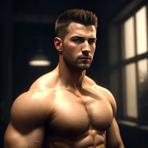 Muscular Man Exuding Confidence and Strength