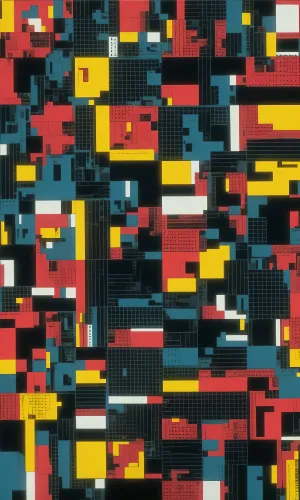 Vibrant Square Mosaic Artwork with Colorful Blocks