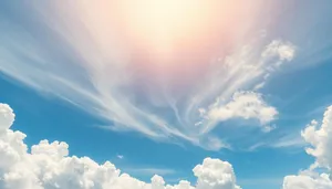 Summer sky landscape with fluffy clouds in clear atmosphere