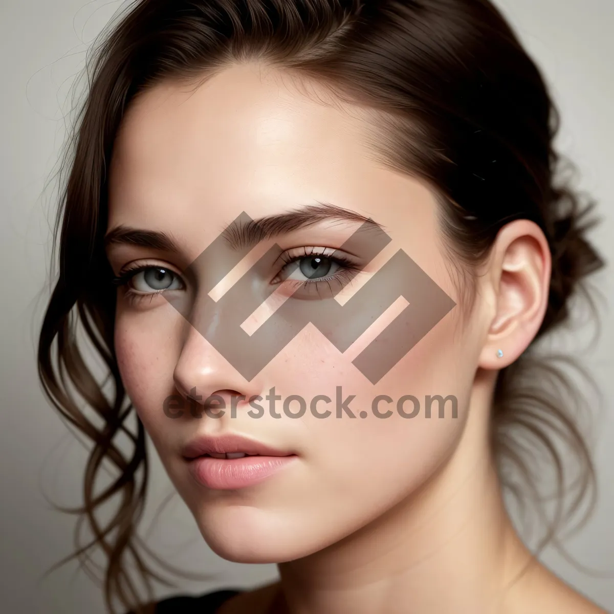 Picture of Captivating Beauty in Studio Portrait: Attractive Sensual Brunette Lady