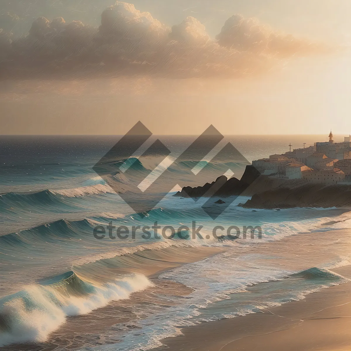 Picture of Serene Coastal Paradise at Sunset