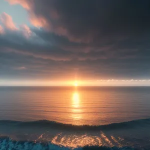 Sunset Reflection on Ocean's Horizon