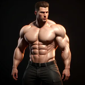 Muscular Male Athlete Flexing Powerful Biceps