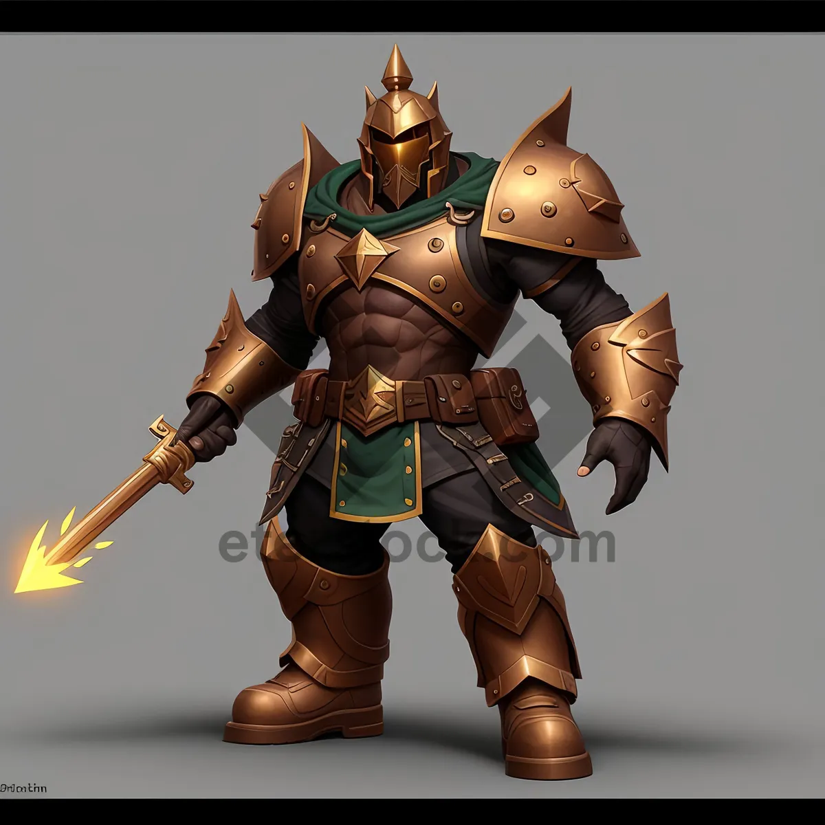 Picture of 3D Warrior Man with Halberd