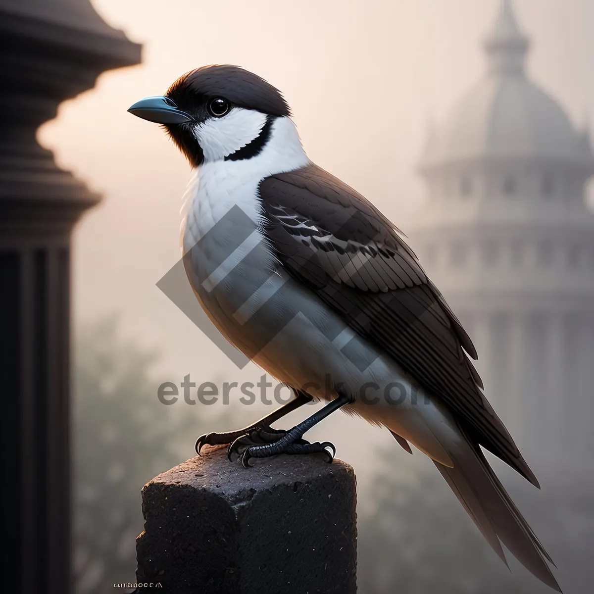 Picture of Wild Magpie with Piercing Black Eye and Feathery Wings