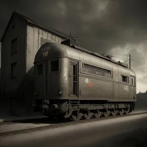 Vintage Train Station with Passenger Cars