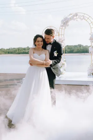 Happy Couple Celebrating Wedding Day in Love and Happiness.