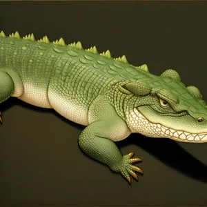 Green Tropical Lizard Camouflaging in Wildlife