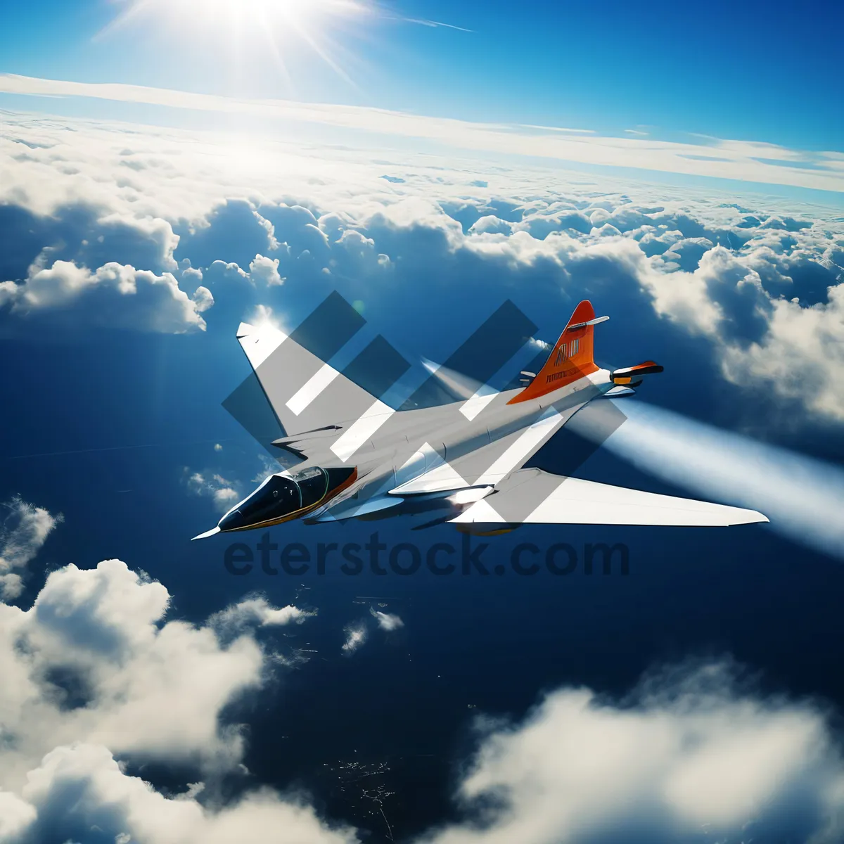 Picture of High-speed Jet Soaring Through Clouds