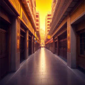 Urban Underground Passage: City Corridor with Architectural Columns