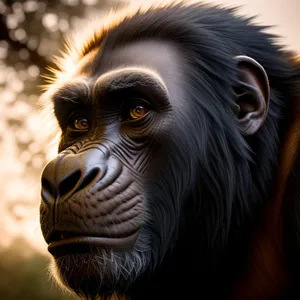 Black Ape Portrait - Majestic Primate Face in Wildlife