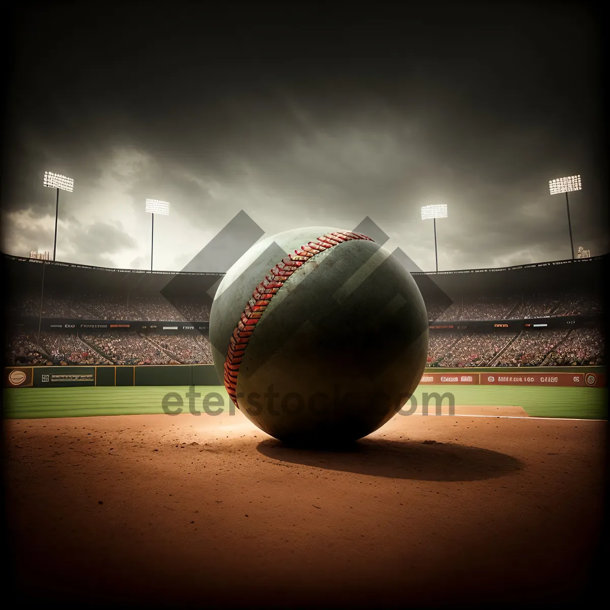 Picture of Baseball Glove on Green Grass Field