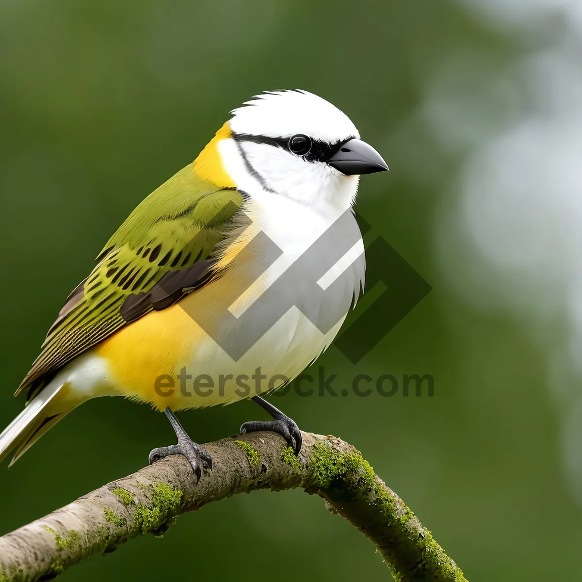 Picture of Wild Warbler Perched on Branch with Feathers