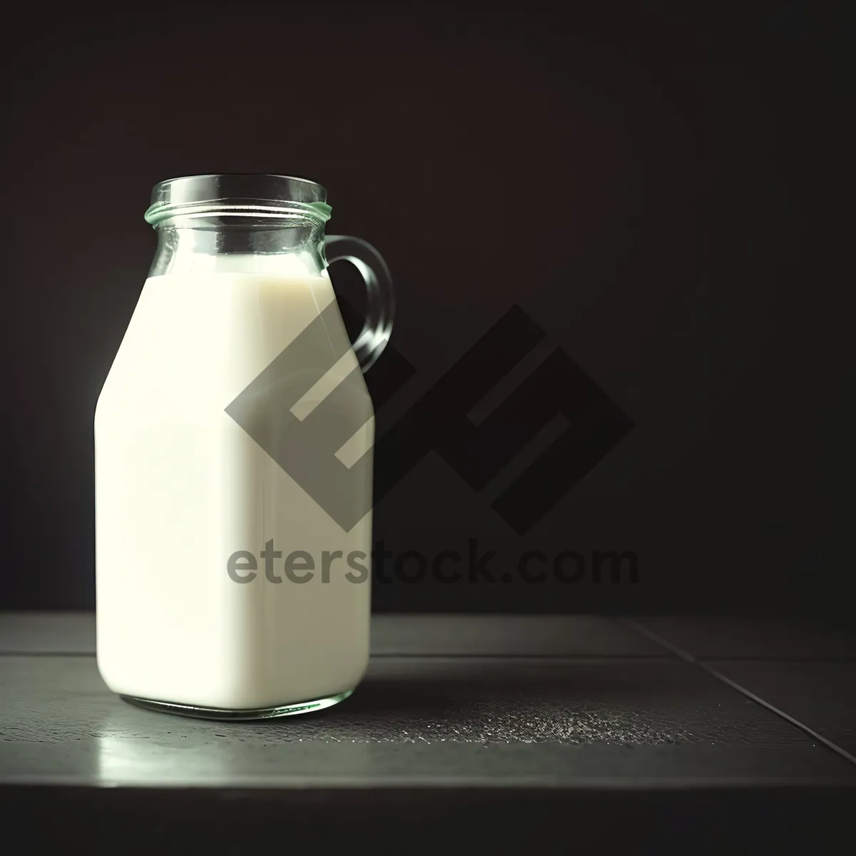 Picture of Refreshing Milk in Clear Glass Bottle