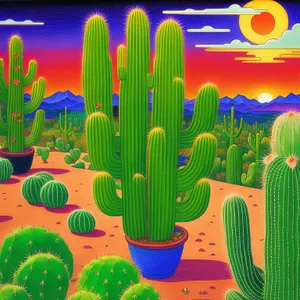 Vibrant Cactus Pencil in Colorful Art