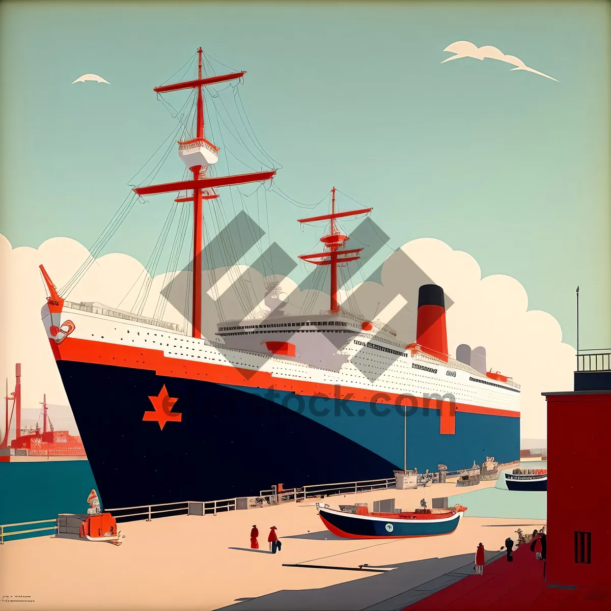 Picture of Majestic Ocean Liner Sailing into Port