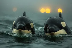 Swimming with dolphins in the ocean.