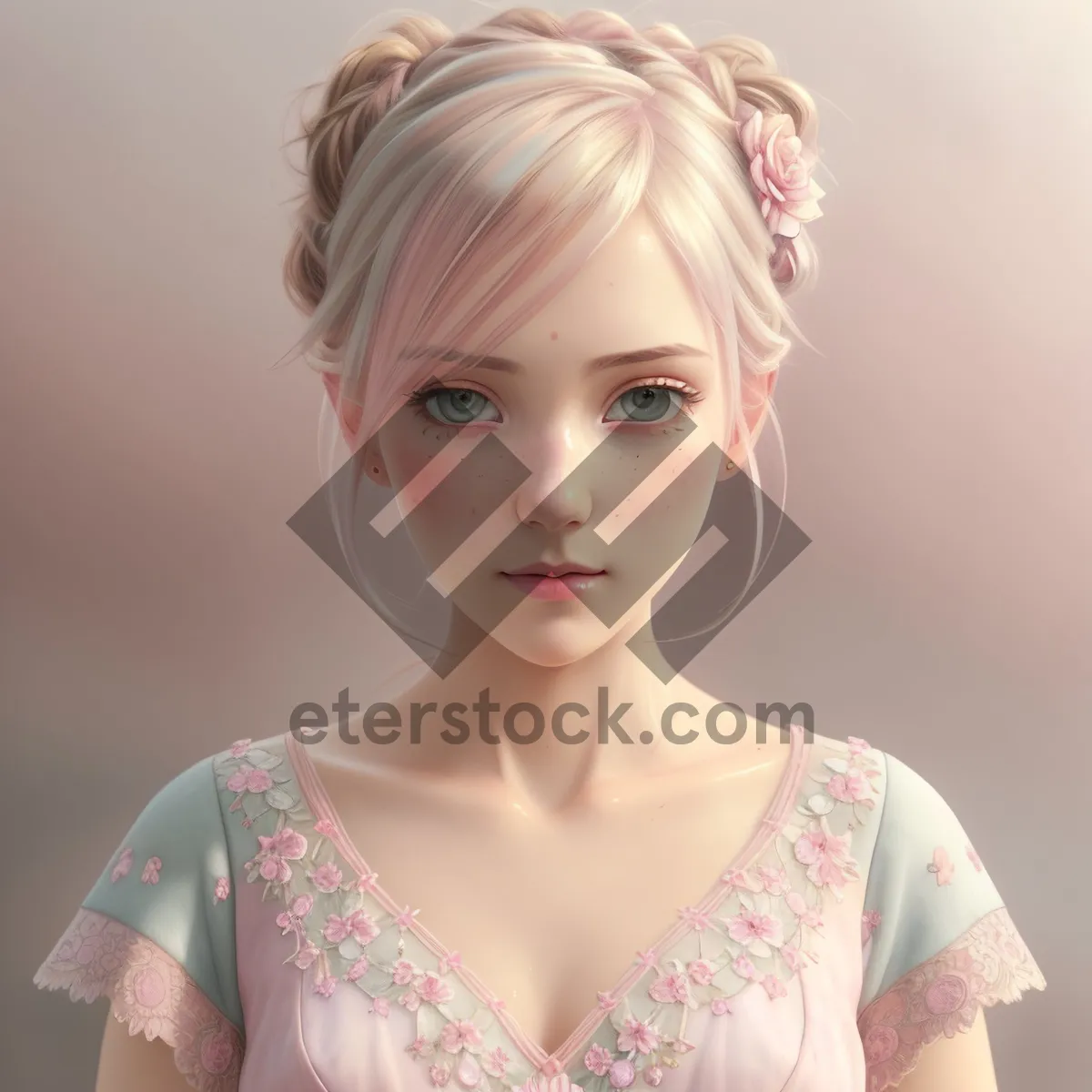 Picture of Golden-haired Beauty: Captivating Smile and Sensual Eyes