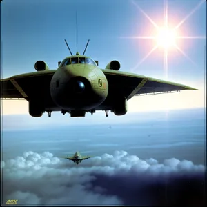 Warplane soaring through the sky in full speed.