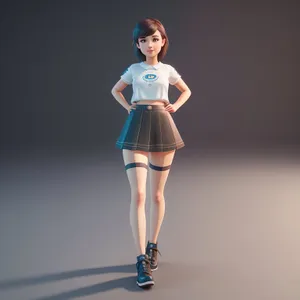 Seductive fashion model in 3D dance pose.