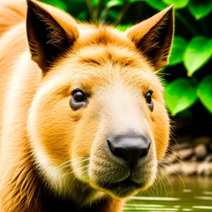 Cute Brown Horse Grazing on Green Grass