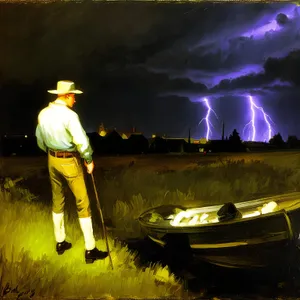 Sportsman paddling on grassy field under summer sun