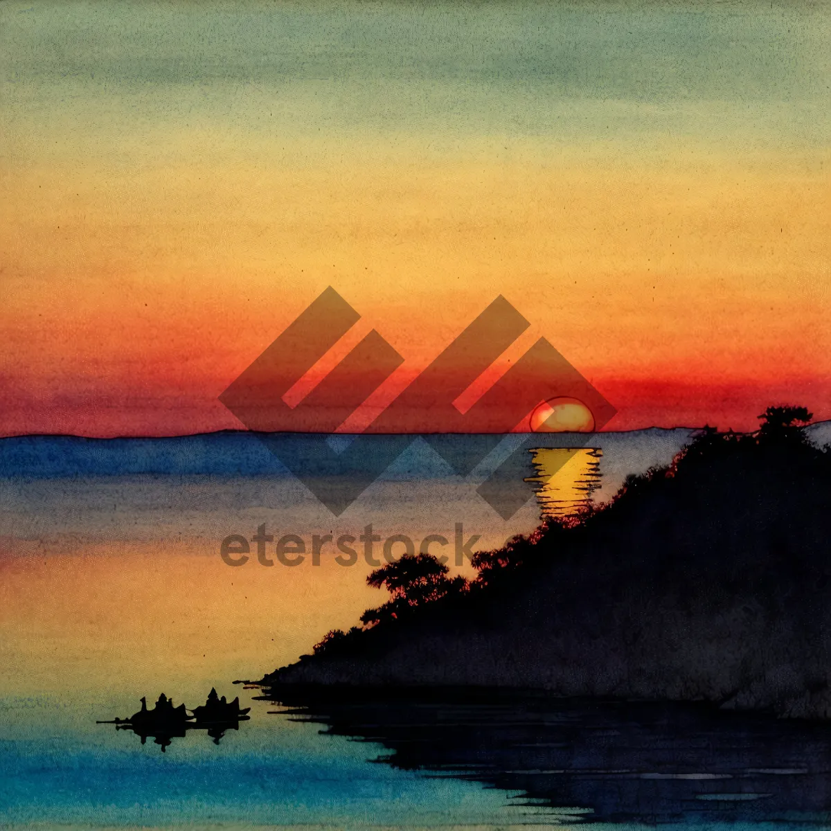 Picture of Serene Coastline Sunset over Ocean Waves