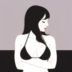 Seductive fashion model with captivating black hair