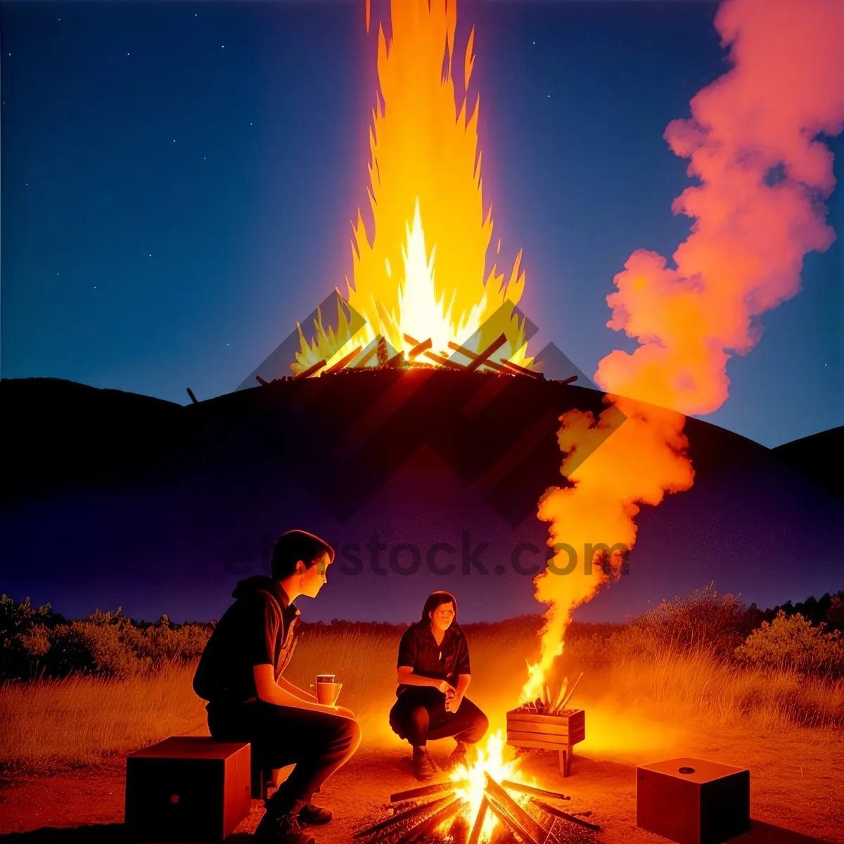 Picture of Fiery instrument under celestial sunset sky