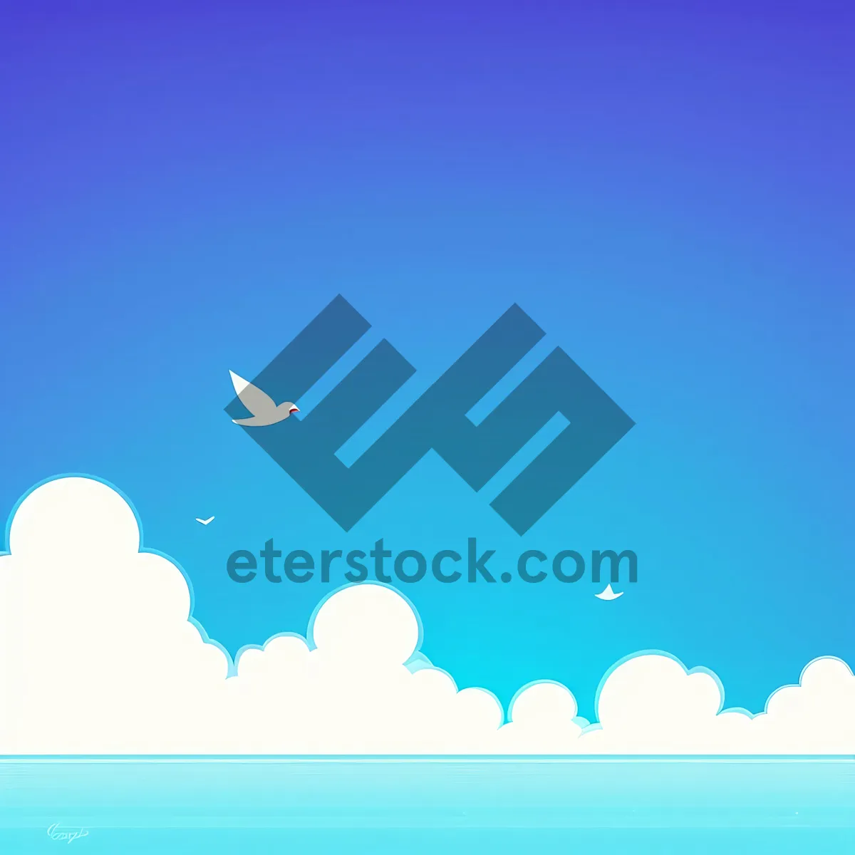Picture of Serene Summer Sky with Vibrant Sun and Clouds