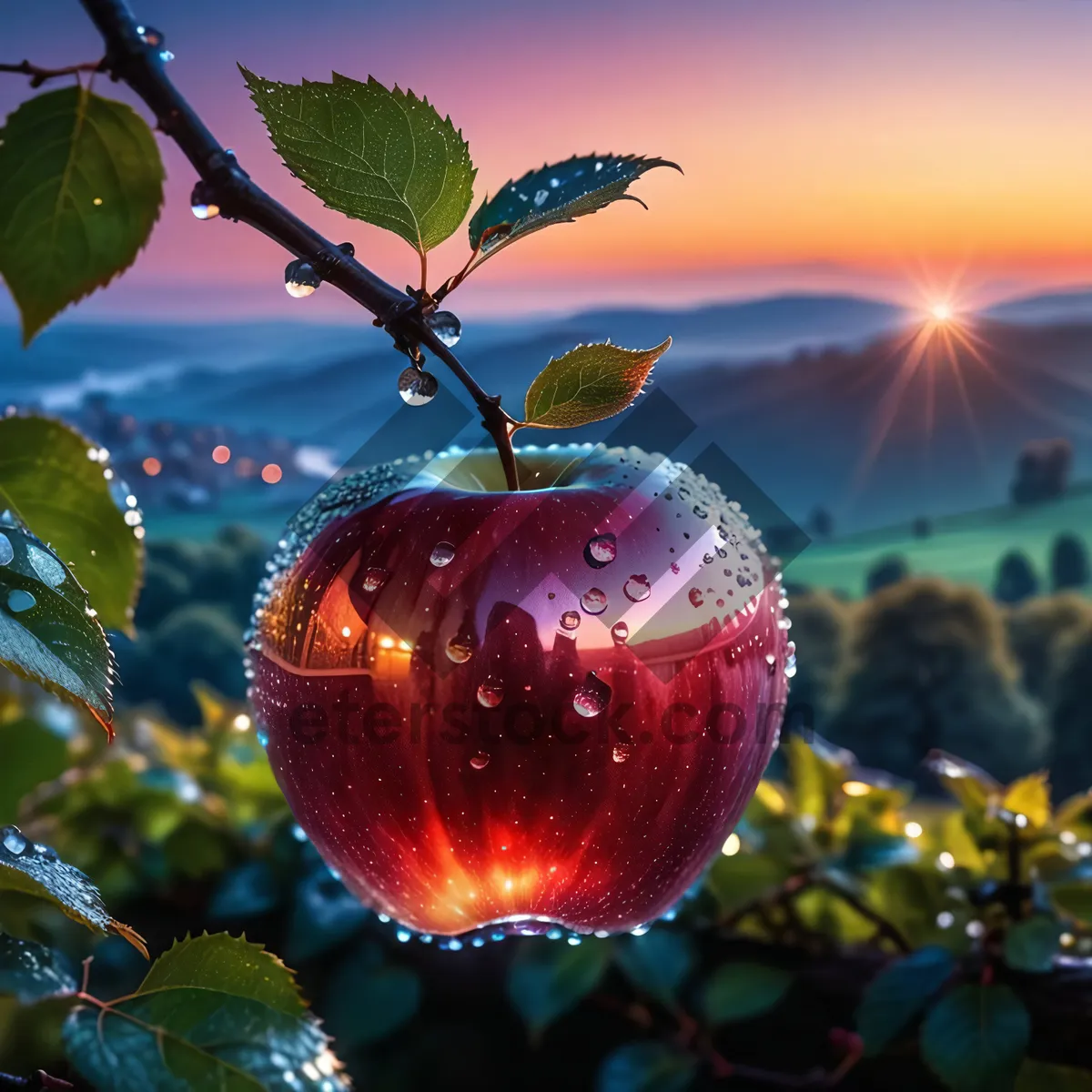 Picture of Festive Red Delicious Apple Decoration for Holiday Season