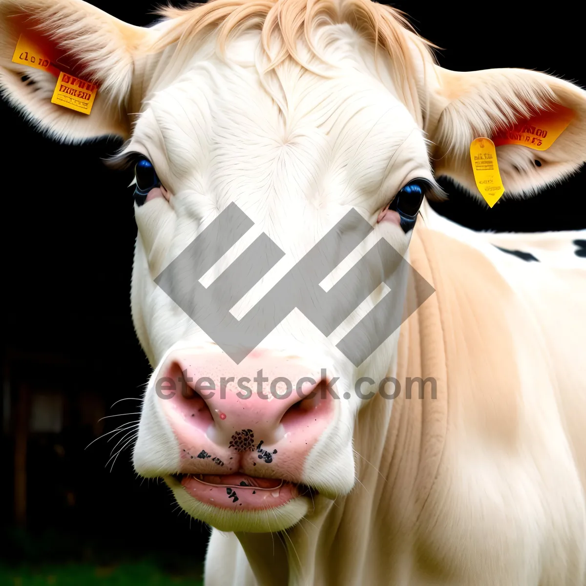 Picture of Brown Bull Grazing in Rural Pasture