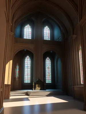 Majestic Gothic Cathedral Window: Reflections of Faith